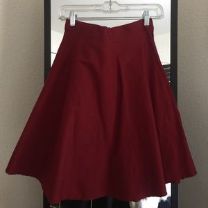Red Midi Circle Skirt NWT